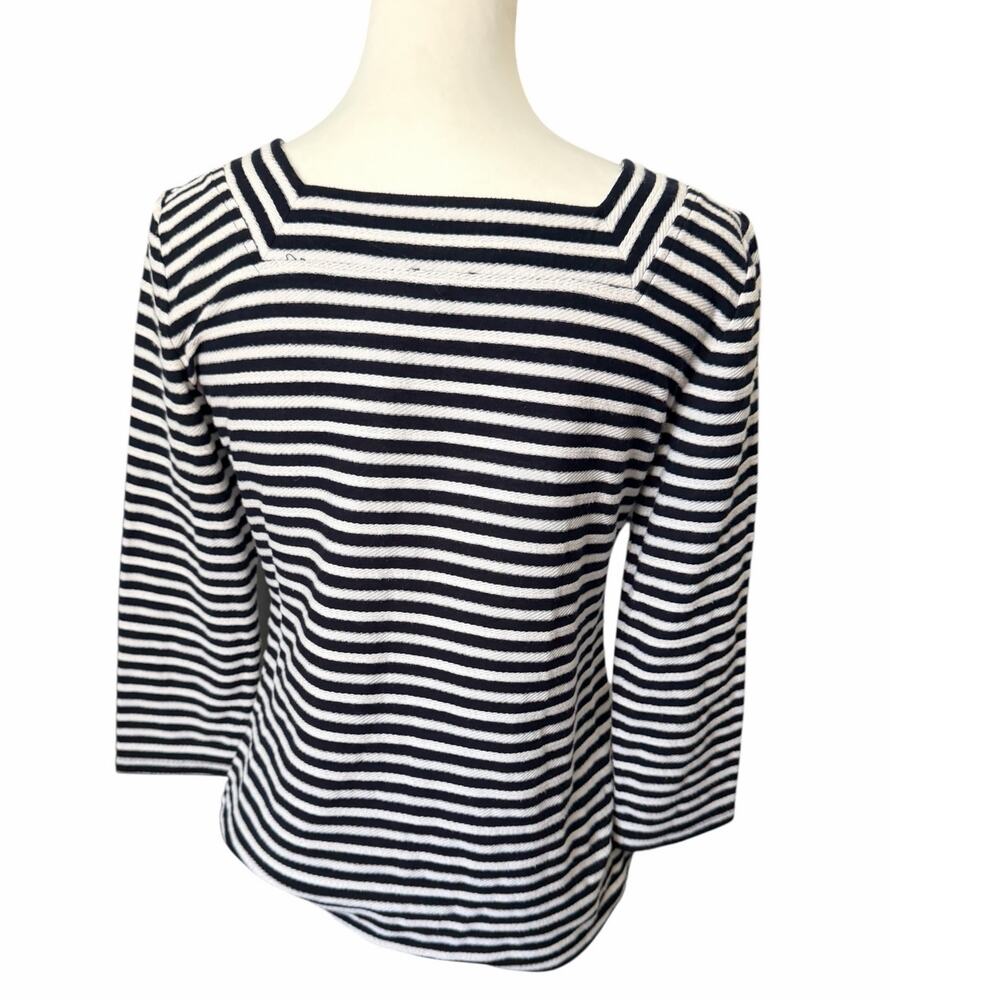 Talbots Women's 3/4 Sleeve top Blue and White XS - Picture 3 of 4